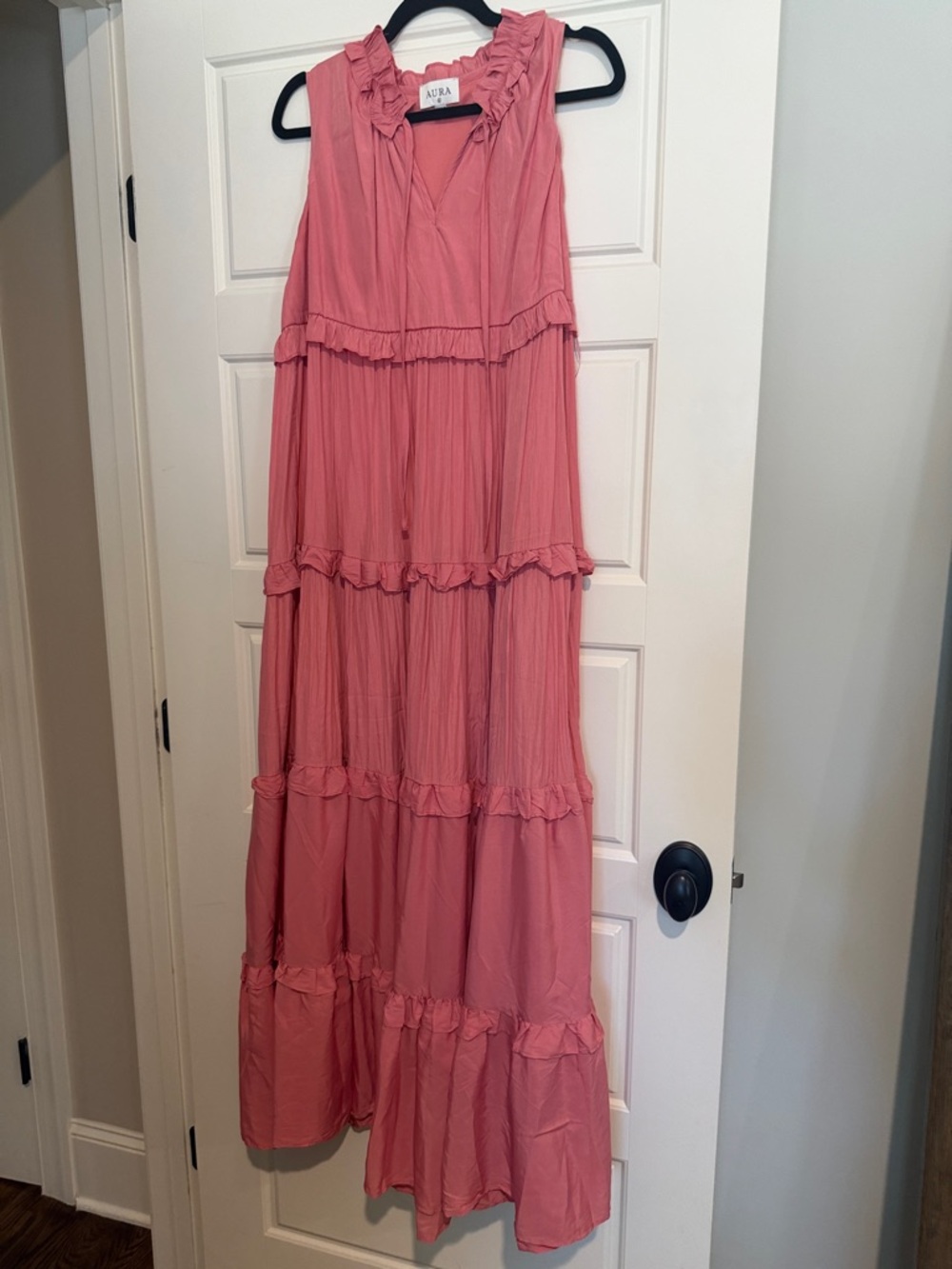 Aura Pink Tiered Maxi Dress